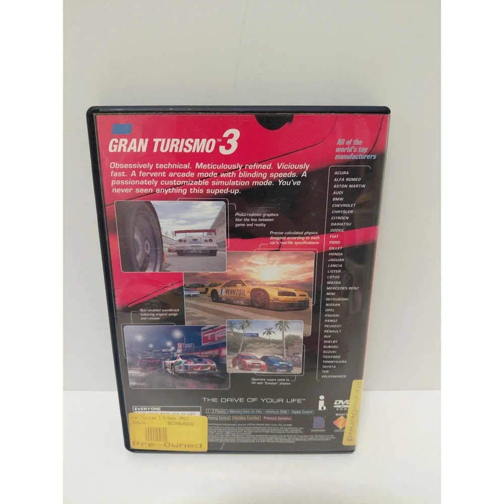 Gran Turismo 3 A-spec Sony PlayStation 2 PS2 Racing Game with Manual CIB